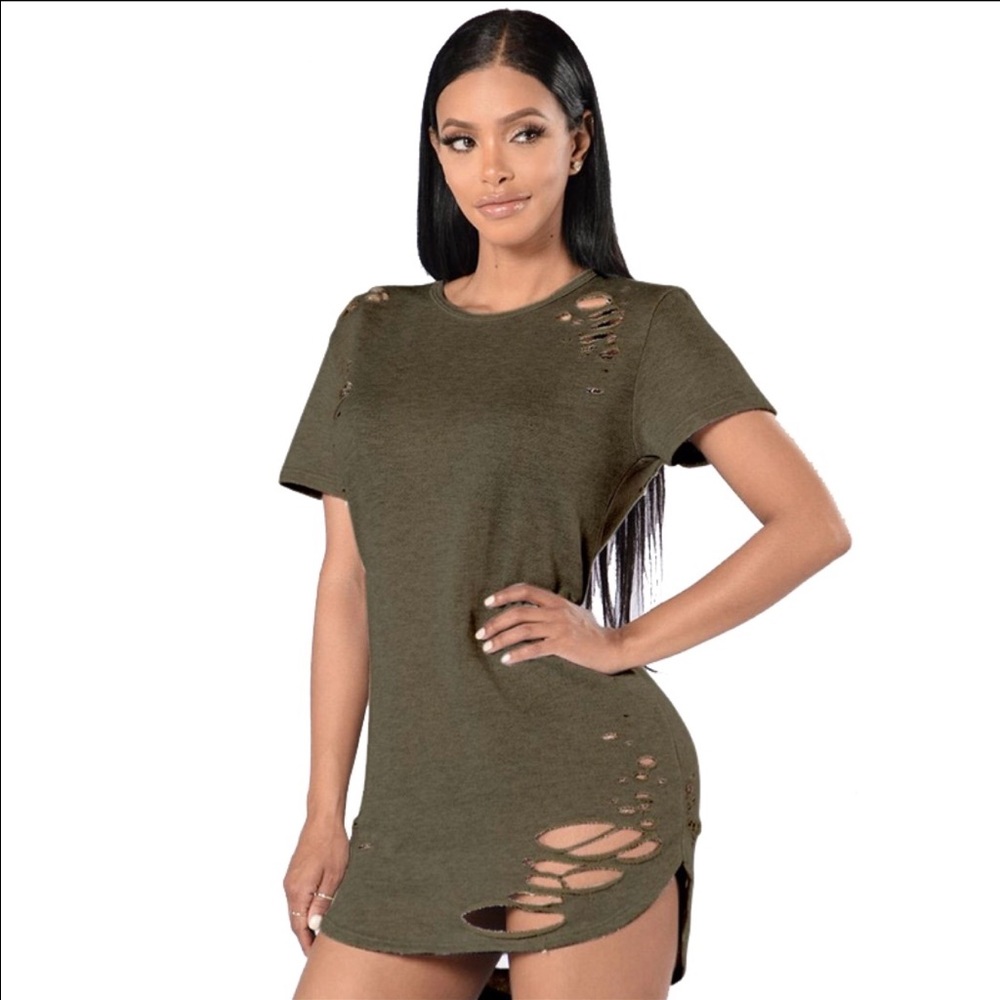 Bodycon Teeshirt Distressed Dress